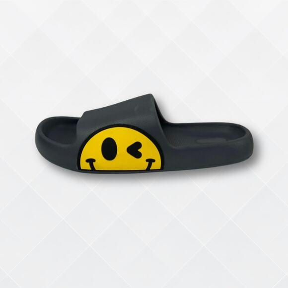 Dark Navy Smiley Cushion Slides, Light, Non-Slip Slippers - Picture 1 of 5